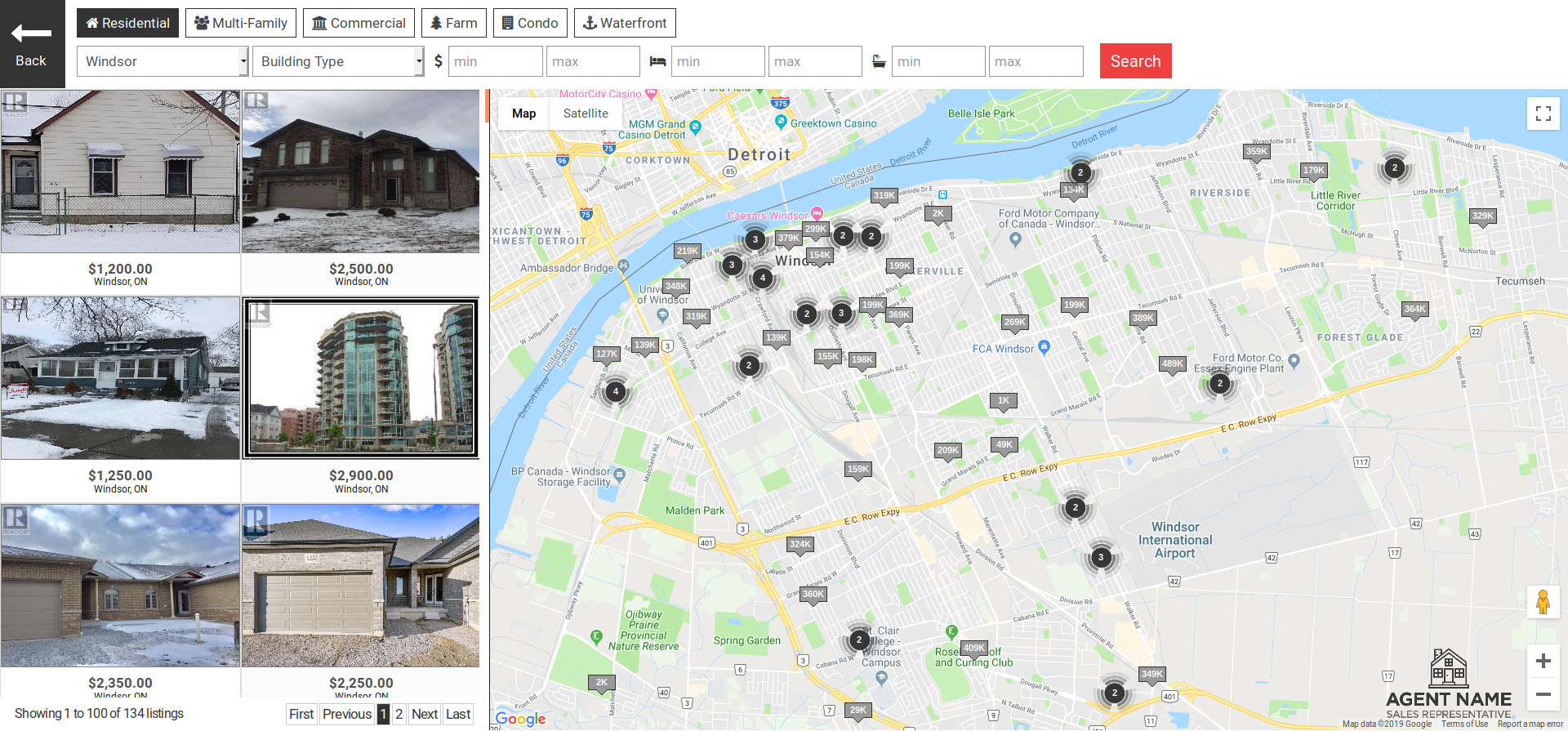 Enahnced search on map included on all Real Estate Solution websites. 