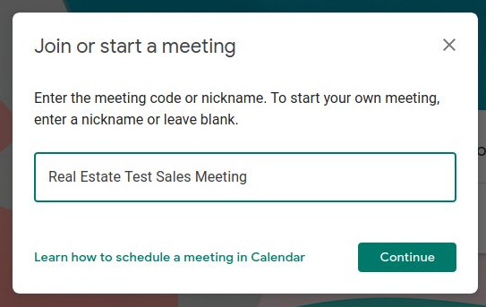 Google Meet - Start or join a meeting box