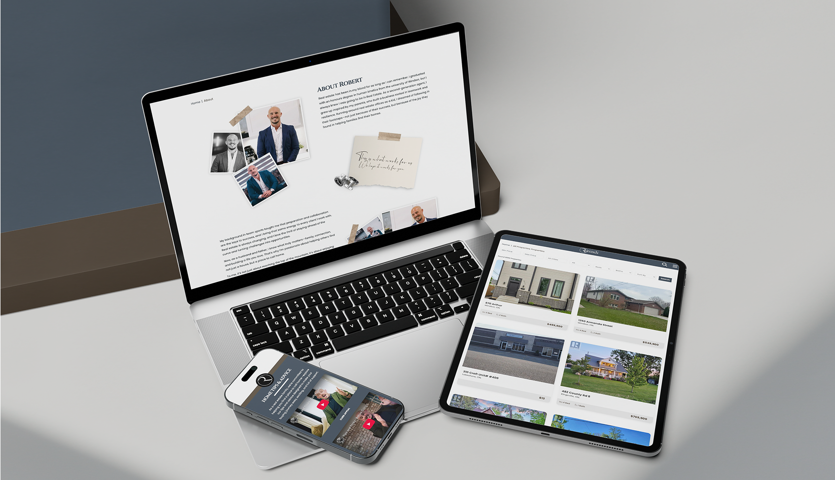 Robert Rotondi - Website on laptop, mobile and tablet