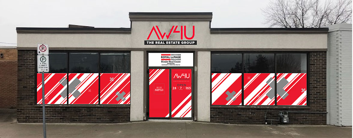 AW4U The Real Estate Group Building Signage and Window Graphics